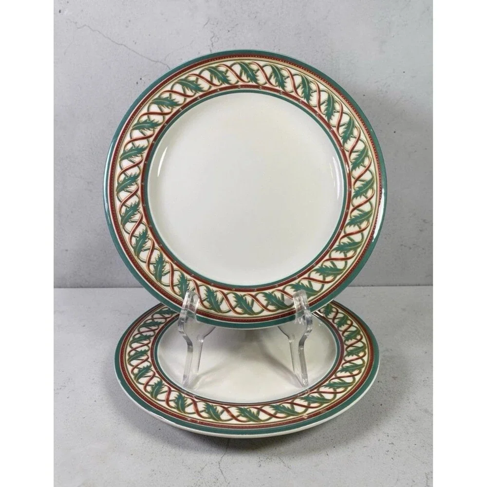 Set of 2 Pier 1 Christmas Dinner Plates 10.5